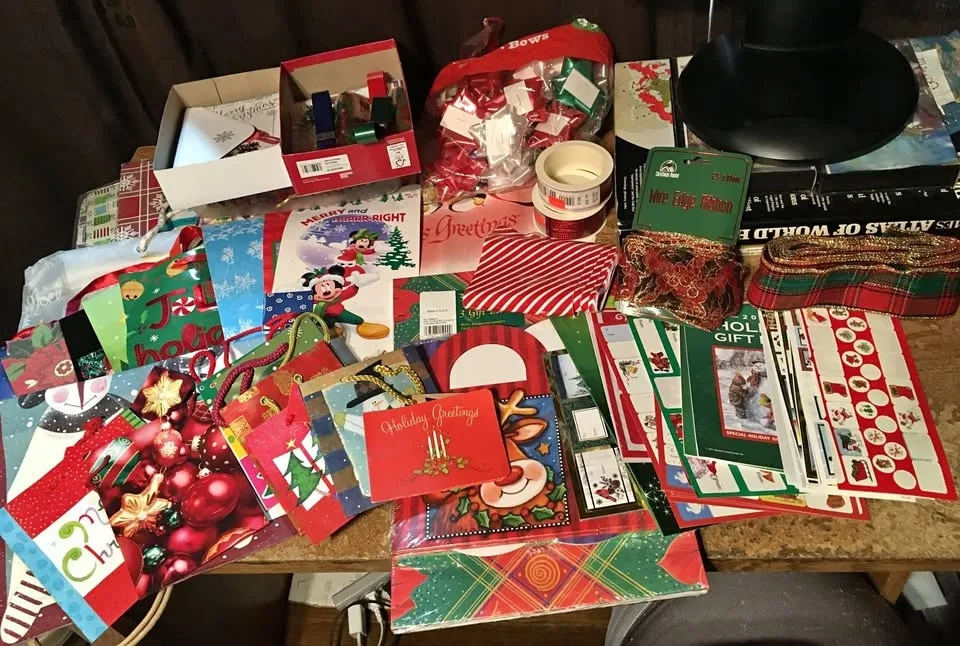CHRISTMAS LOT OF GIFT BOXES GIFT BAGS CARDS