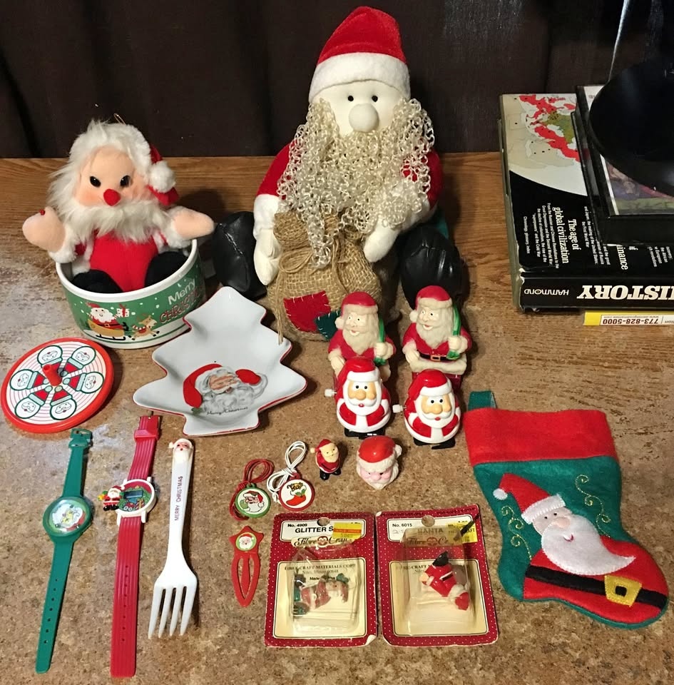 CHRISTMAS SANTA CLAUS LOT PLUSH WIND UP TOYS CHIMNEY