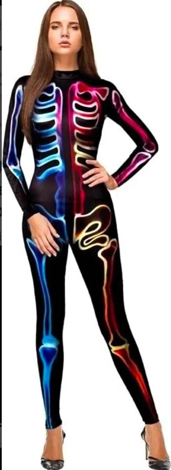 NEW-Halloween 3D Skeleton Bodysuit Women Costume - Size Large