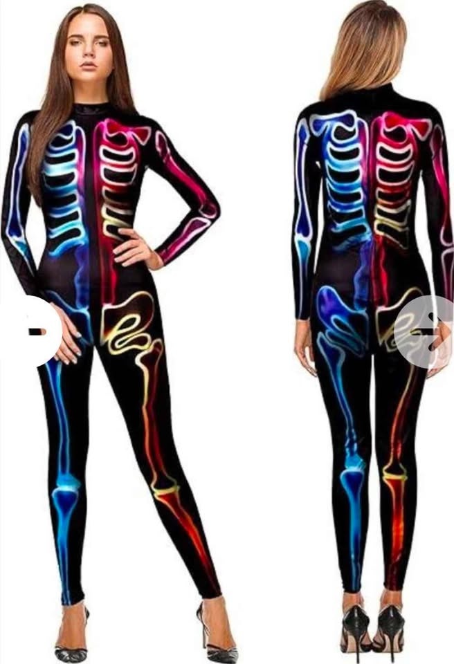 NEW-Halloween 3D Skeleton Bodysuit Women Costume - Size Large - photo 2