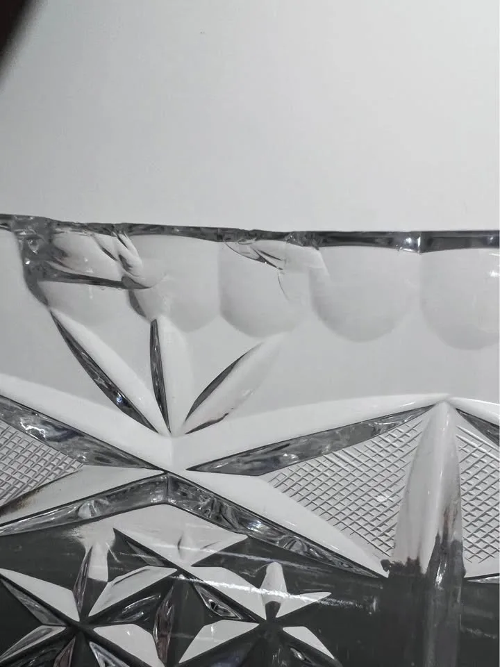 BOHEMIAN CZECH CRYSTAL ROUND TRIPOD BOWL 10.5" image indicator(8)