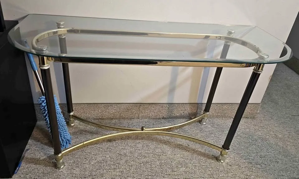 ✨ Glass & Metal Console Table + 2 Side Tables – Set of 3 ✨