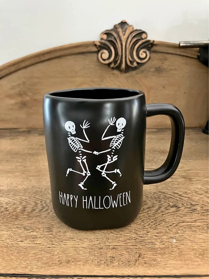 Rae Dunn Halloween Dancing Skeletons Happy Halloween Mug