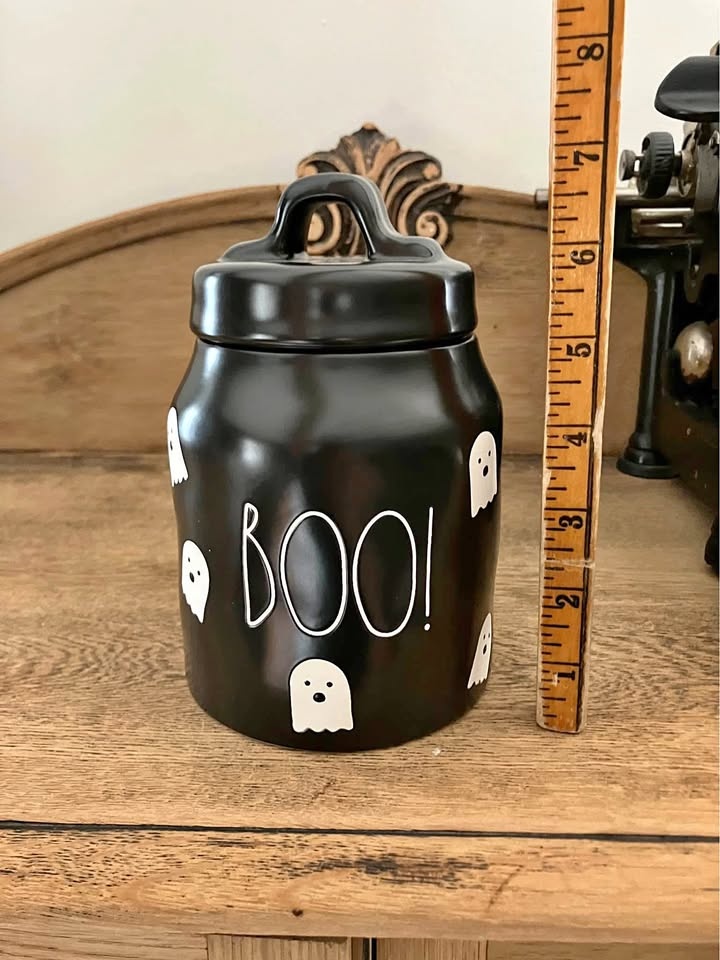 Rae Dunn Boo Ghost Black Canister Halloween