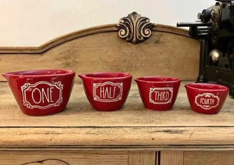 Rae Dunn Red Framed Christmas Measuring Cups
