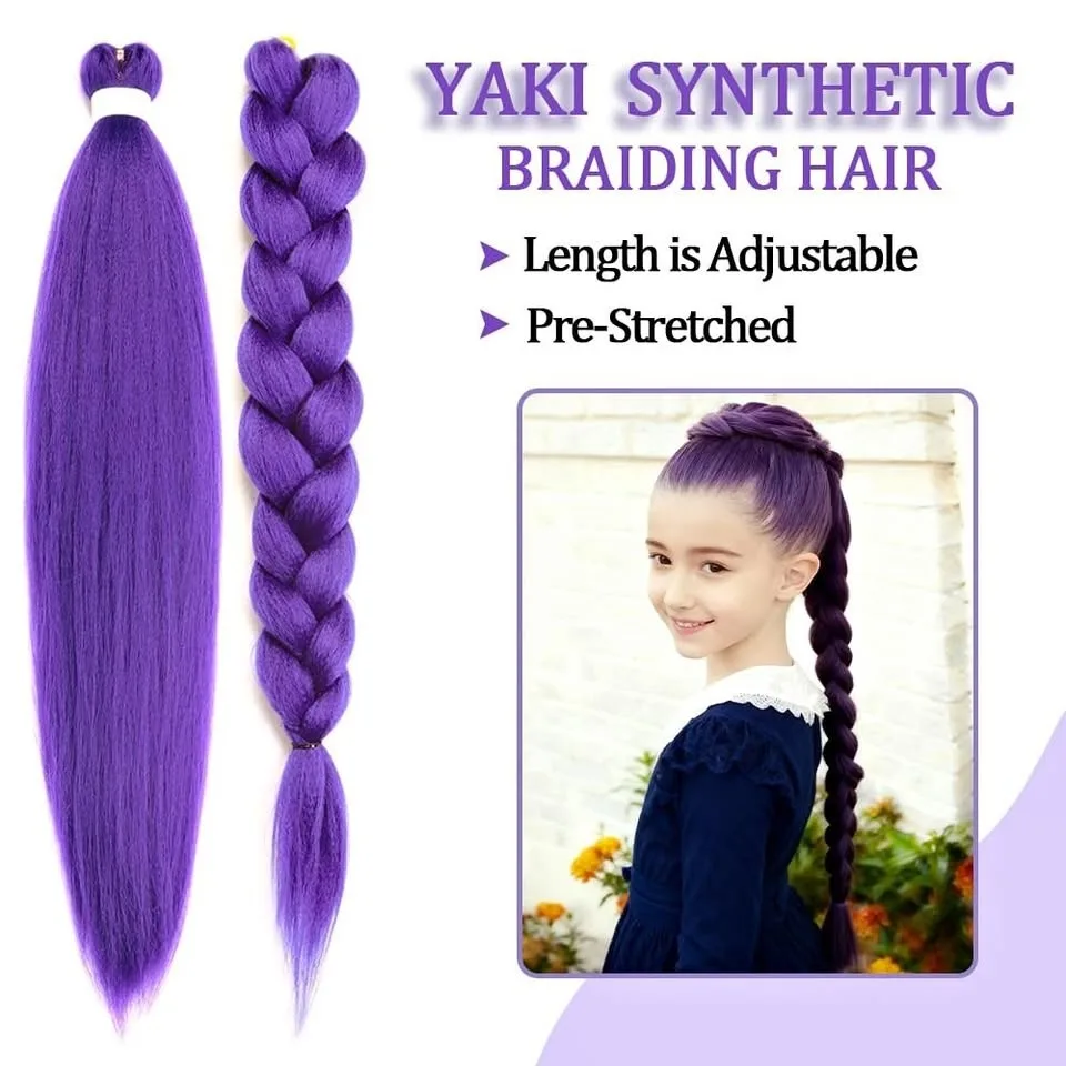 New~Purple Hair Ext Synth, 24 Inch(2 PCS)