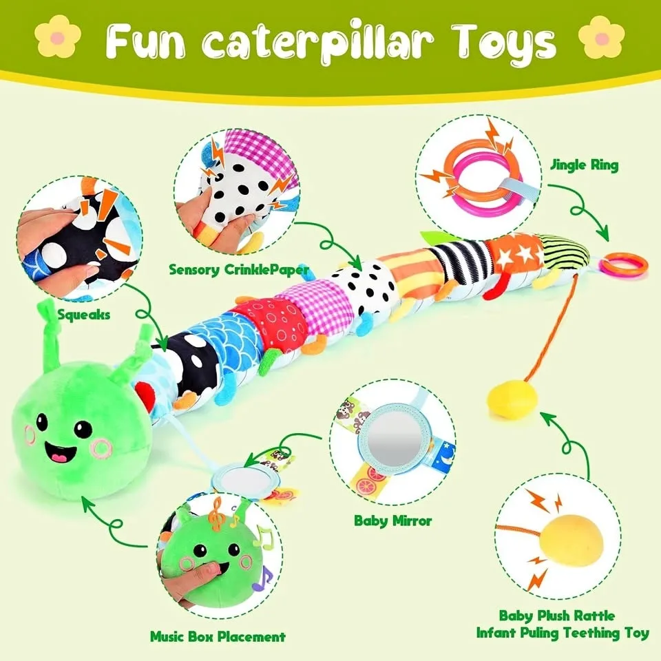 New~33 In, Caterpillar Sensory Toy 0-12 Mths, Remov Music Box(30