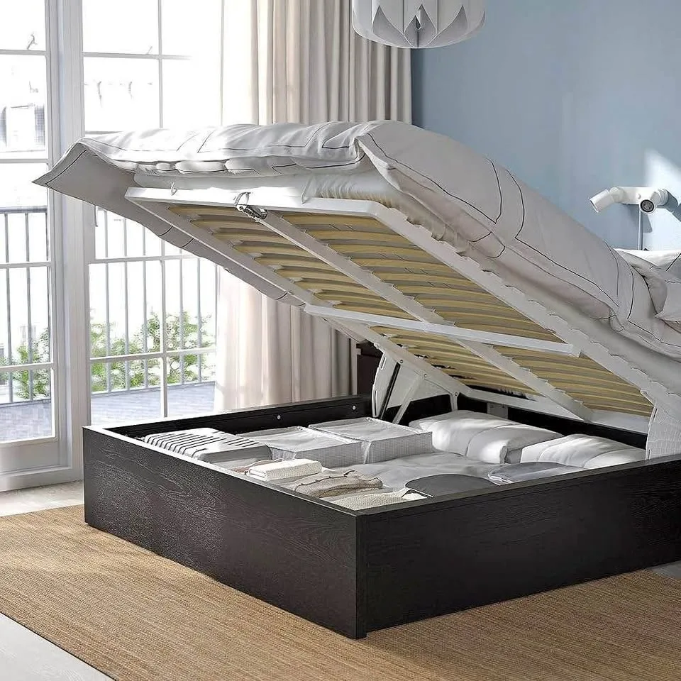 IKEA Malm Ottoman Hydraulic Storage Double Bed + Mattress