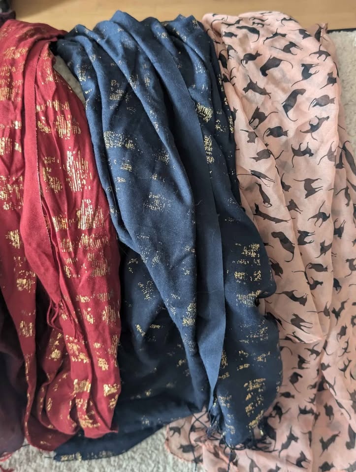 Set of eight (8) thin summer scarves fabric shawl hijabs - photo 2