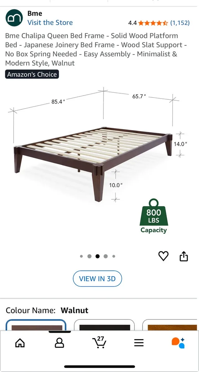 Solid Wood Queen Bed Frame - Modern Minimalist image indicator(3)