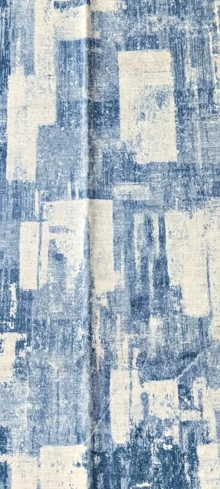 Indoor Runner - Modern abstract Geometric Pattern Cream / Blue