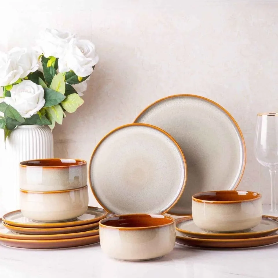 LERATIO Ceramic Dinnerware Set for 4 - Kahki image indicator(2)