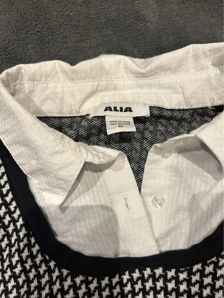 Alia Long Sleeve Button Up with Houndstooth Vest - photo 3