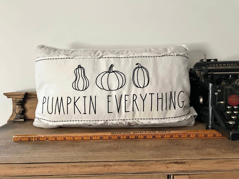 Rae Dunn Pumpkin Everything Pillow 13” x 22”
