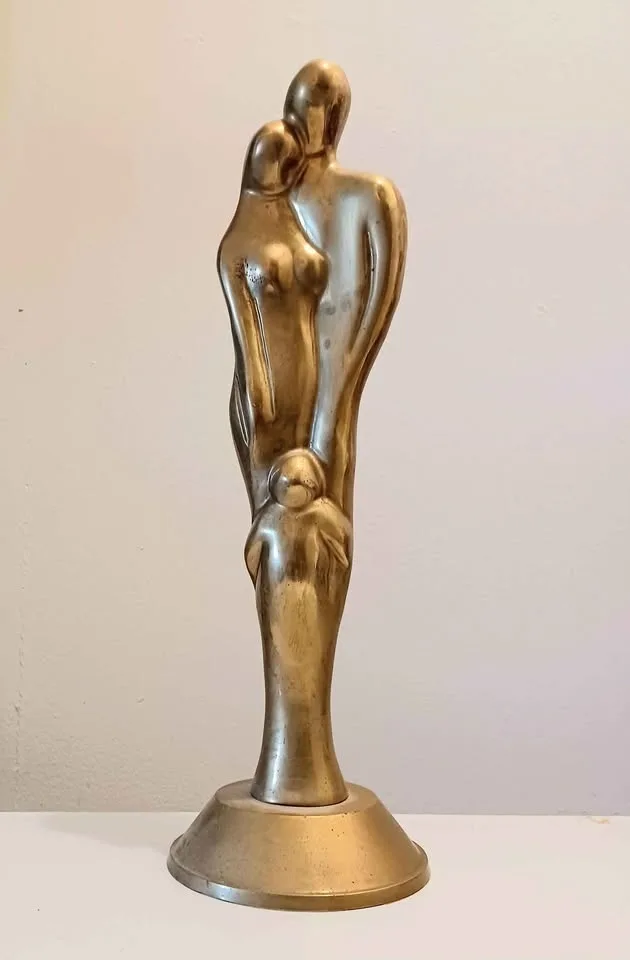 Mid Century Tall Brass Family Circle of Love Statue image indicator(2)