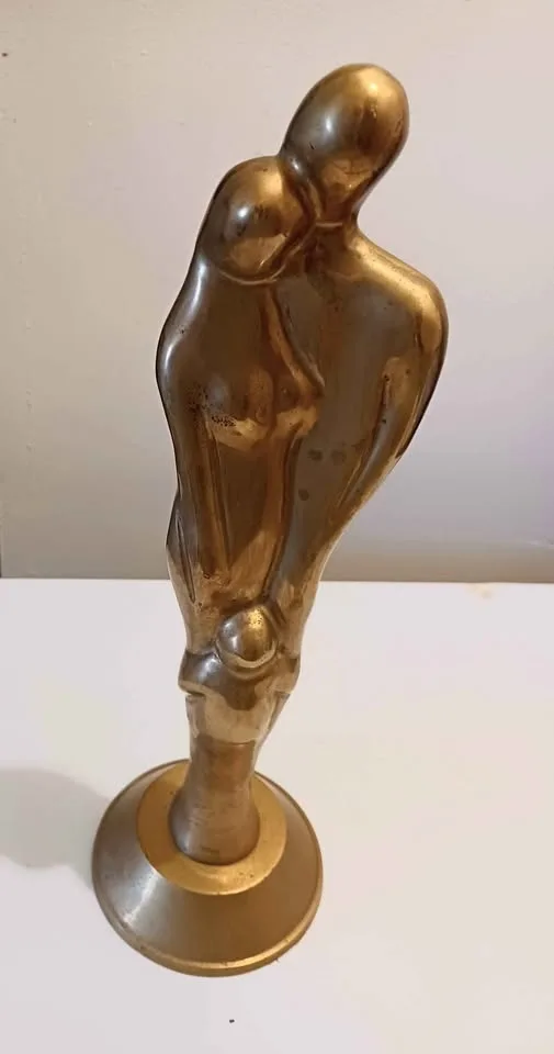 Mid Century Tall Brass Family Circle of Love Statue image indicator(5)