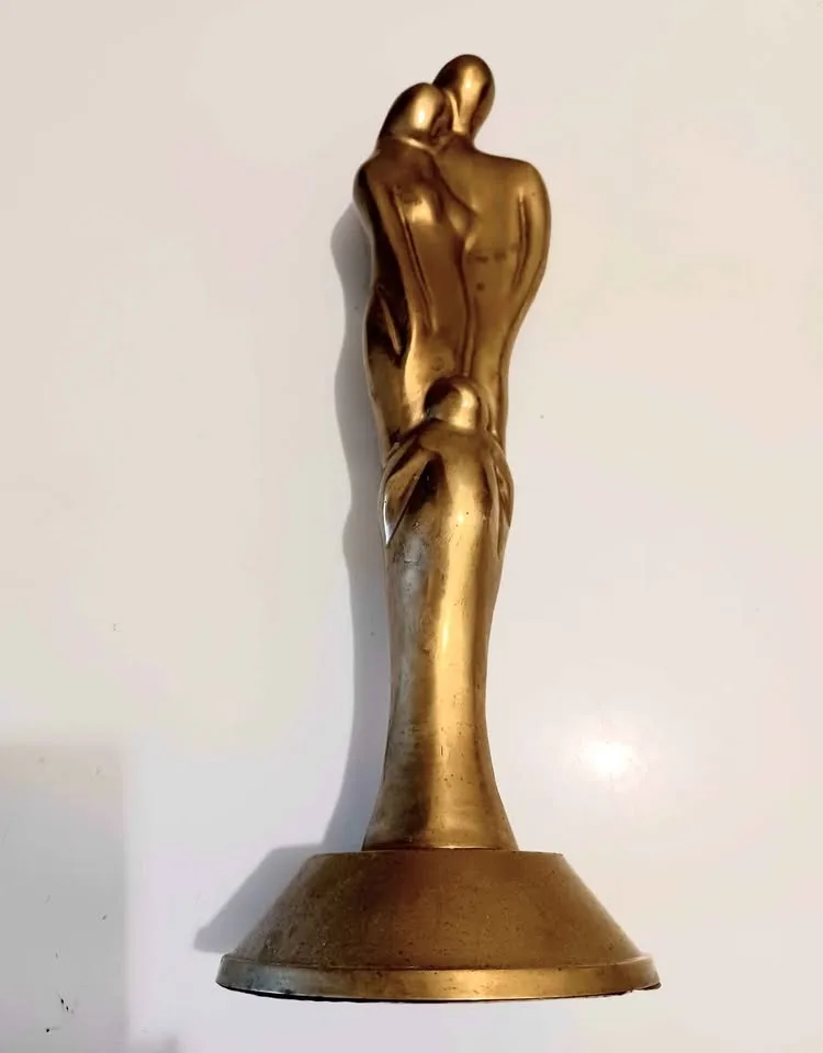 Mid Century Tall Brass Family Circle of Love Statue image indicator(6)