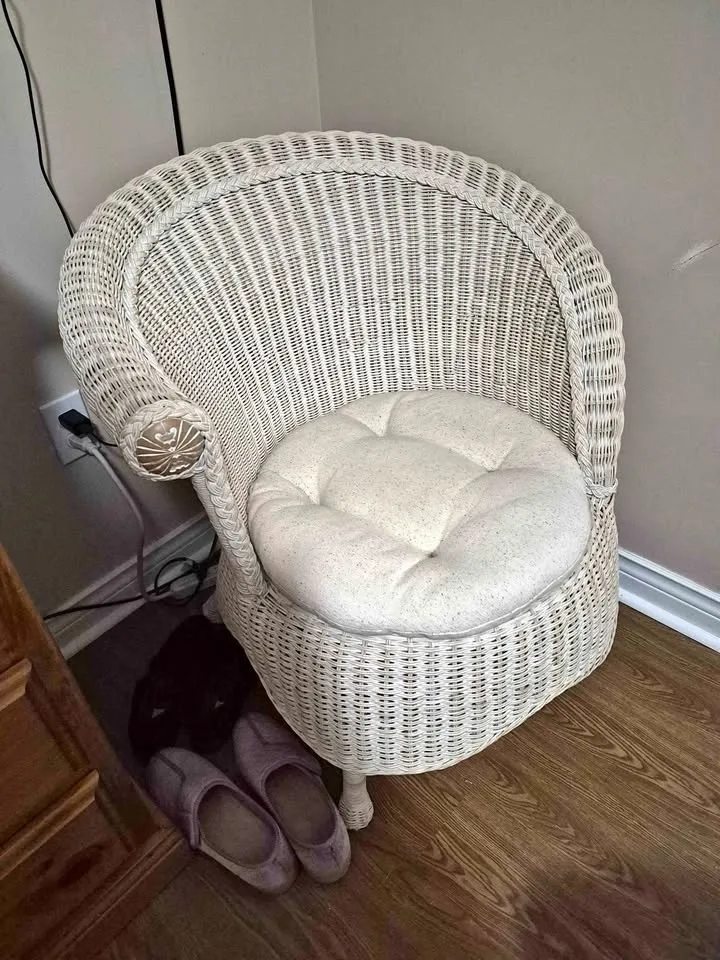 Cream wicker chair
