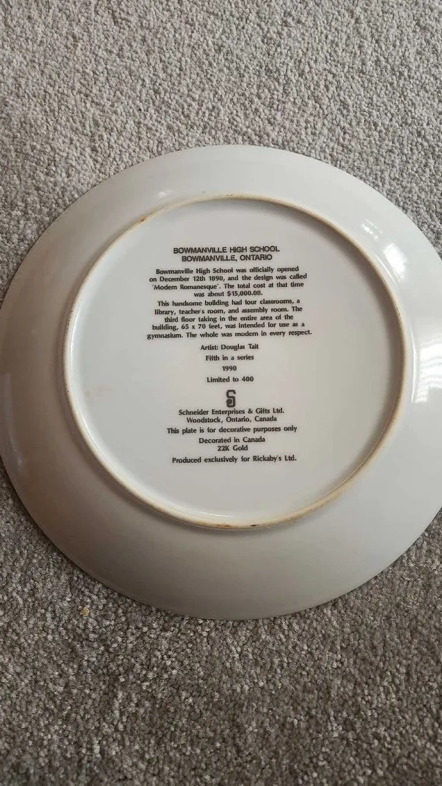 Old Bowmanville High-school Plate - make an offer image indicator(2)