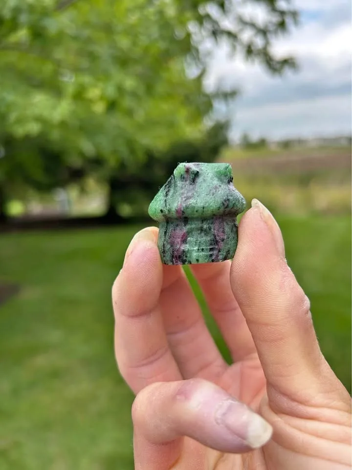 Ruby Zoisite Crystal carved house