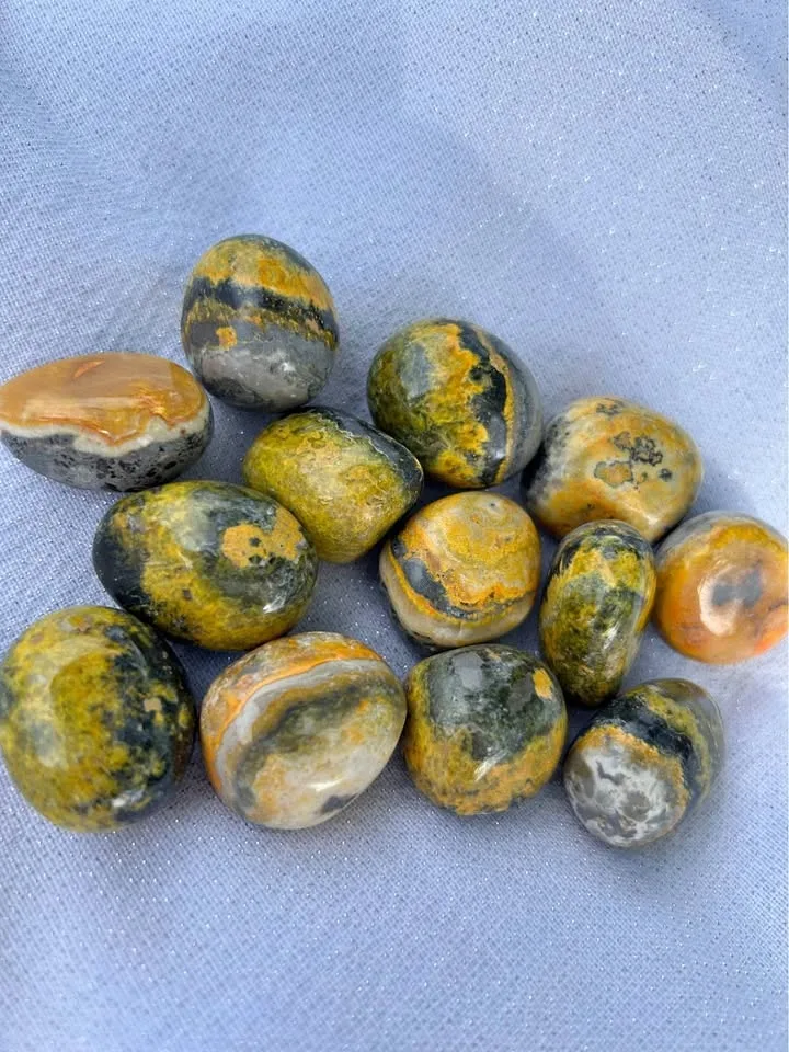 8.1oz Bumble Bee Jasper Pocket Tumbled Stones Brand New #2