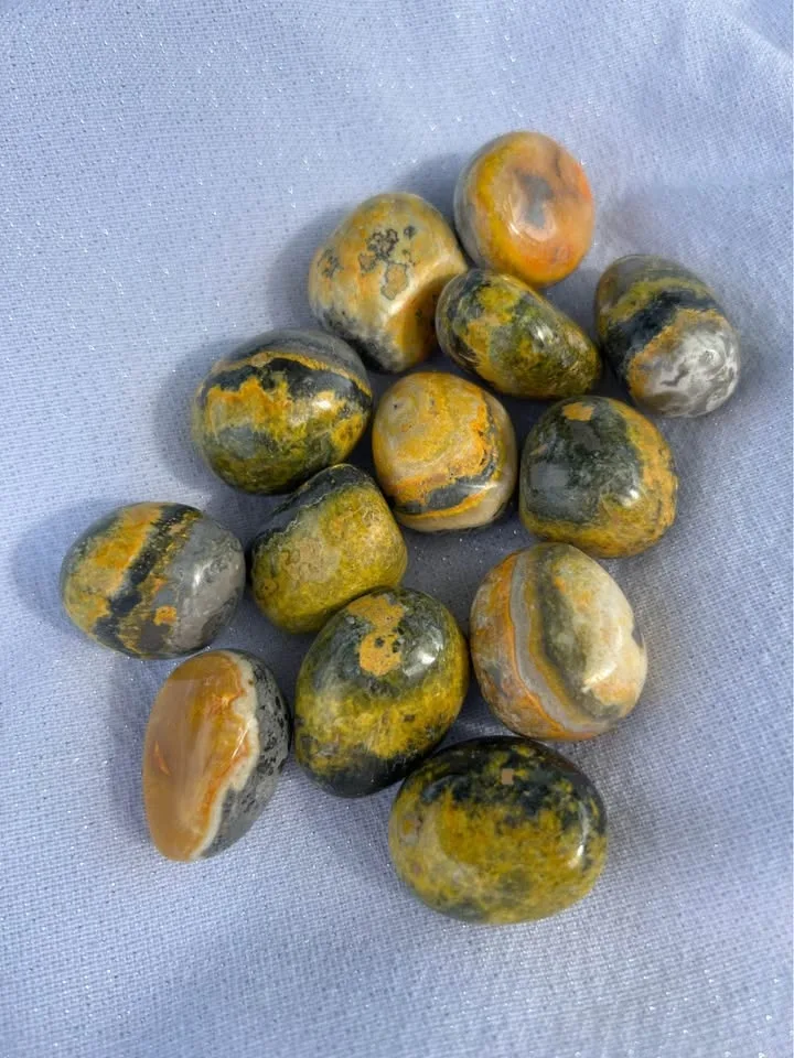 8.1oz Bumble Bee Jasper Pocket Tumbled Stones Brand New #2 image indicator(2)