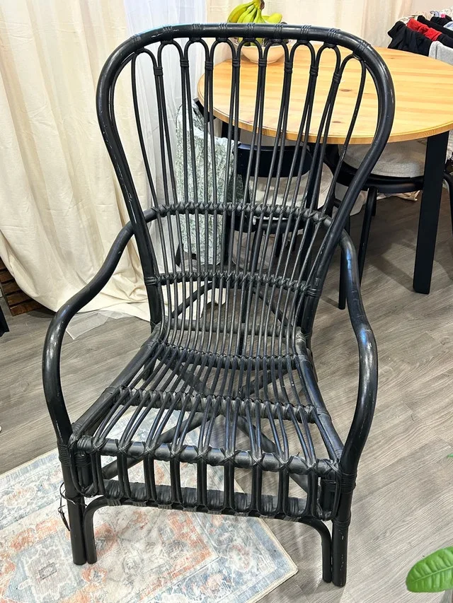 black rattan chair