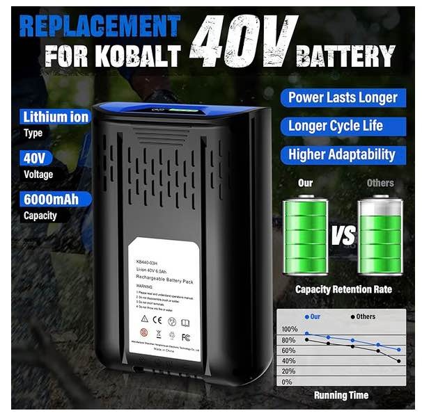 40V 6.0Ah Kobalt Battery Replacement - photo 3