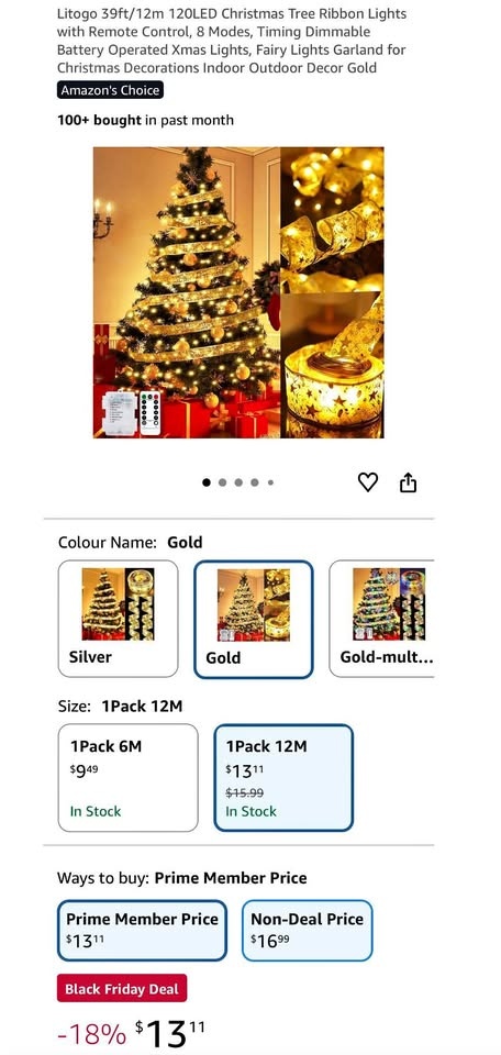 New 2-pack Christmas Tree Ribbon Lights
