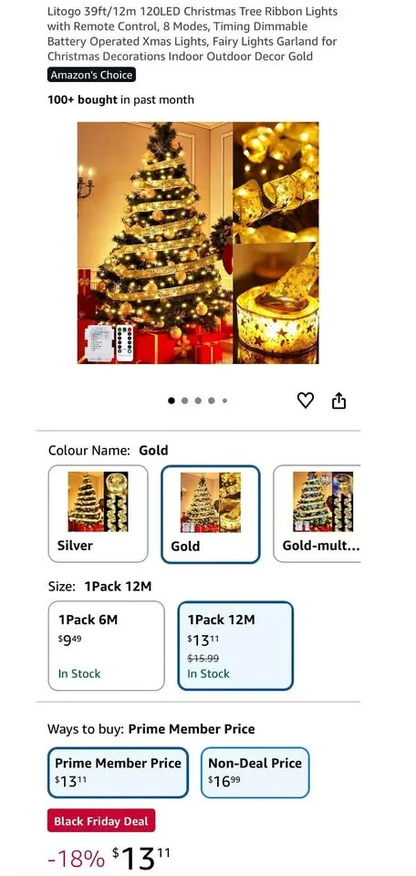 New 2-pack Christmas Tree Ribbon Lights