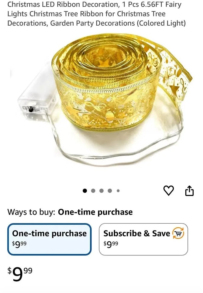 Christmas LED Ribbon Decoration, 6.56FT Fairy Lights