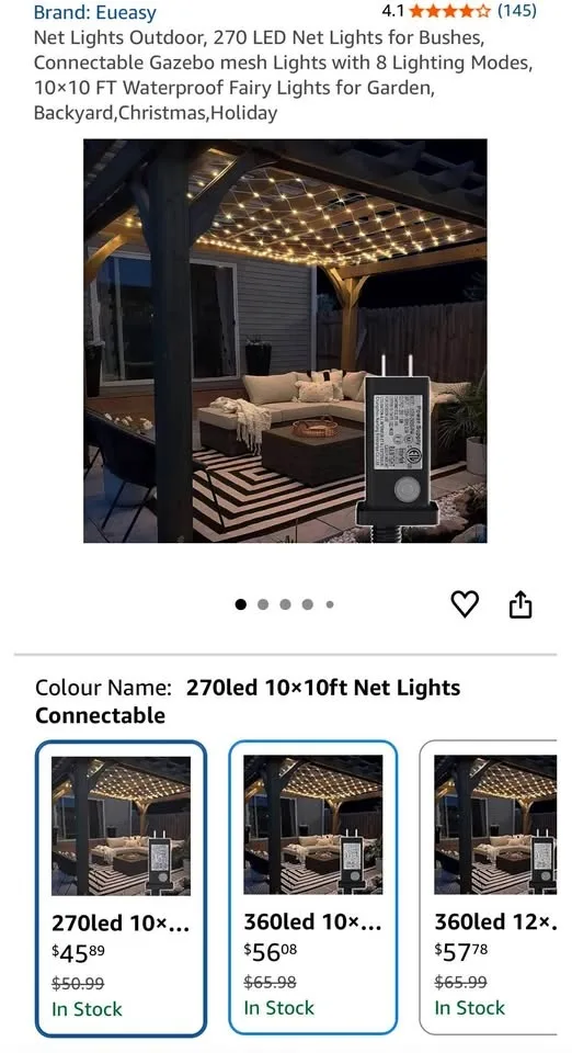 EIRASY Net Lights Outdoor, 10 x 10 ft