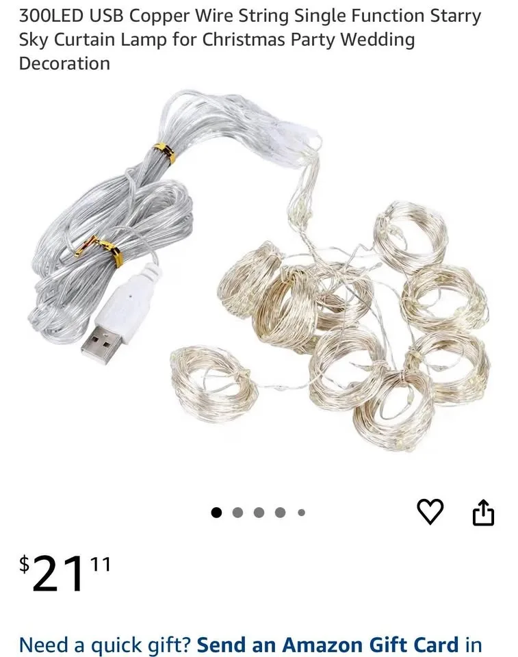 Curtain Lights, Fairy Lights for Christmas, 2-pack