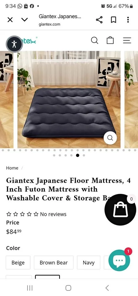 Queen Size Floor Mattress ROLL UP BED WASHABLE COVER