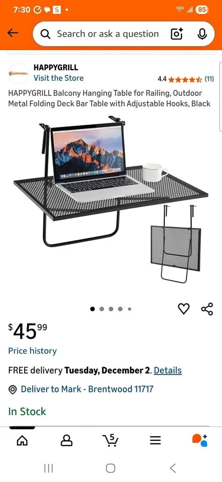 BALCONY TABLE FOLDING OUTDOOR SIDE TABLE