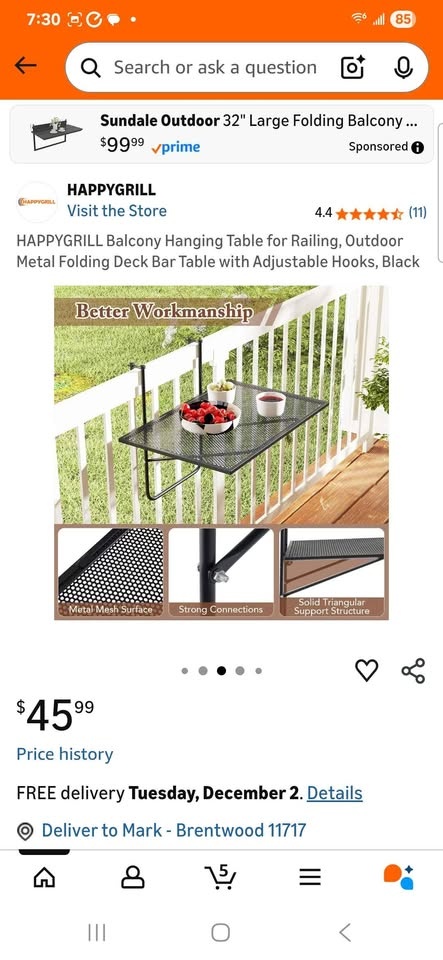 BALCONY TABLE FOLDING OUTDOOR SIDE TABLE - photo 2