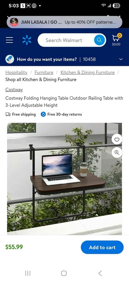 FOLDING HANGING TABLE OUTDOOR RAILING TABLE WITH 3 LEVEL - photo 3