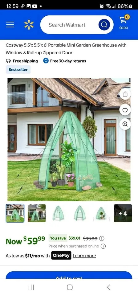Mini GARDEN GREENHOUSE WITH WINDOW  & ROLL-UP ZIPPERED DOOR