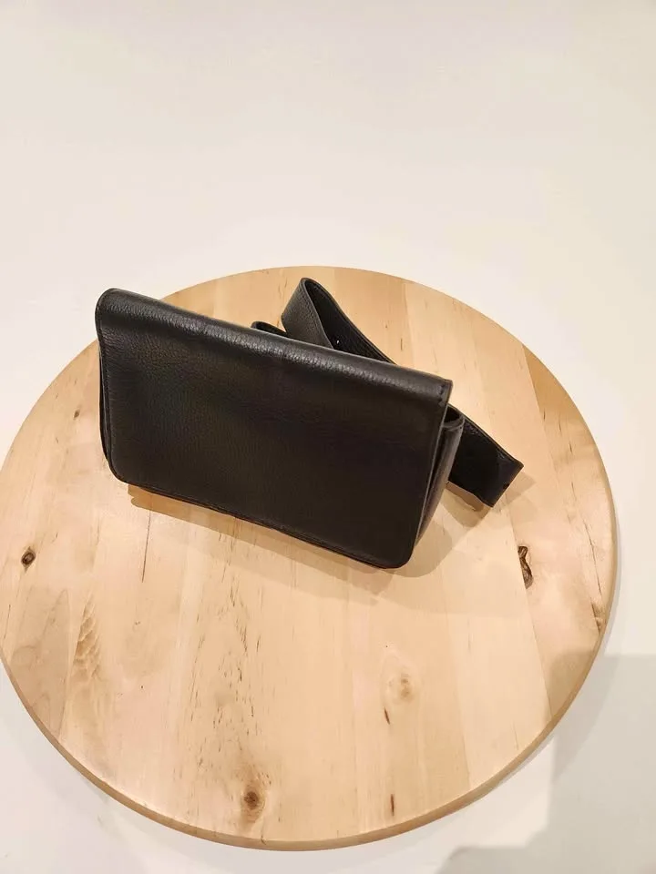 black pebbled leather crossbody bag