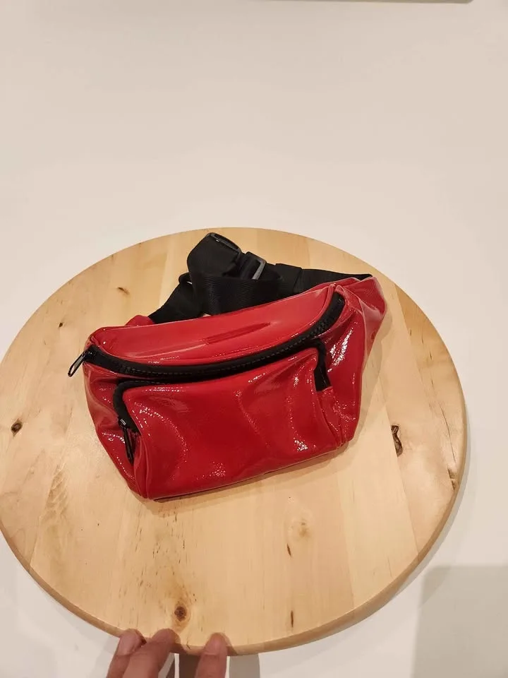 Shiny red fanny pack