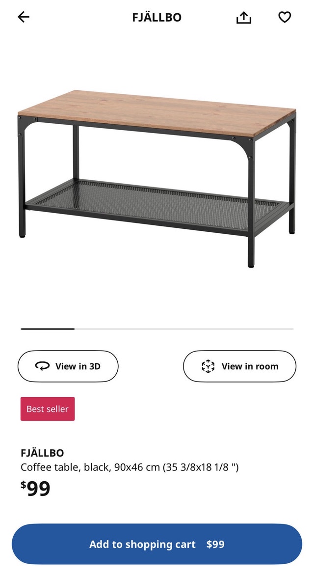 IKEA FJÄLLBO Coffee Table – Black (90×46 cm) | Move-Out Sale - photo 3