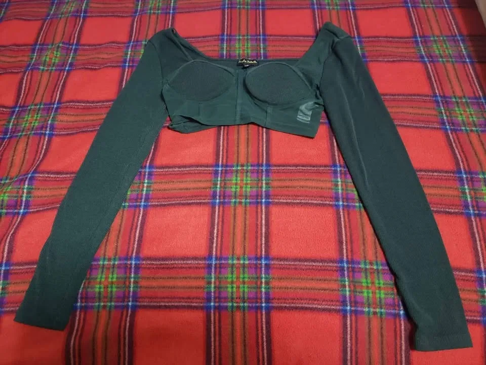 Kaylee Kollection Crop Top Green Size M