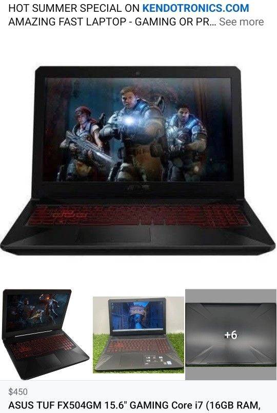 ASUS TUF Gaming Laptop i7, 16GB RAM, 500GB SSD