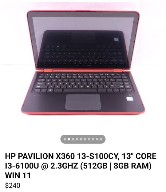 HP Pavilion x360 i3 512GB SSD 8GB RAM