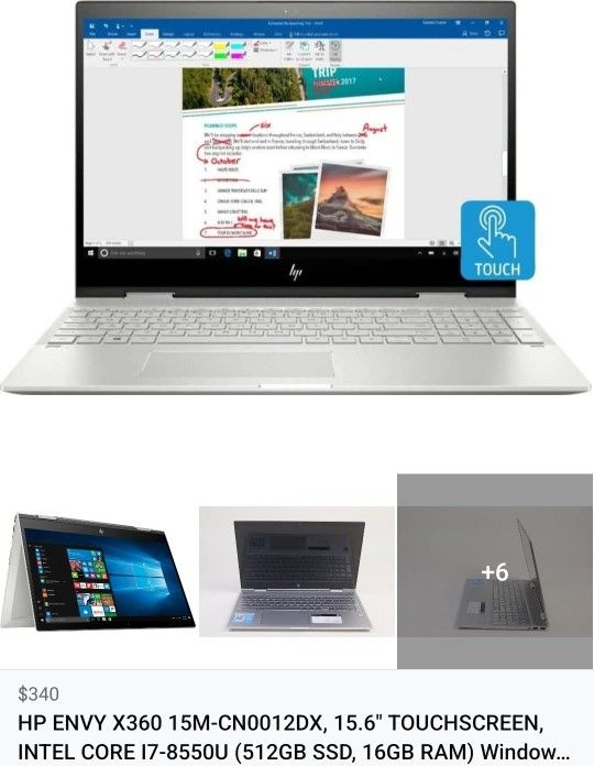 HP Envy X360 15.6" Touch i7 512GB SSD 16GB RAM