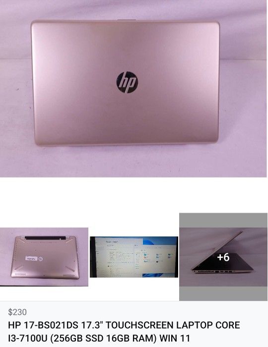 HP 17-BY0015CY 17.3" TOUCHSCREEN LAPTOP CORE I3-7100U