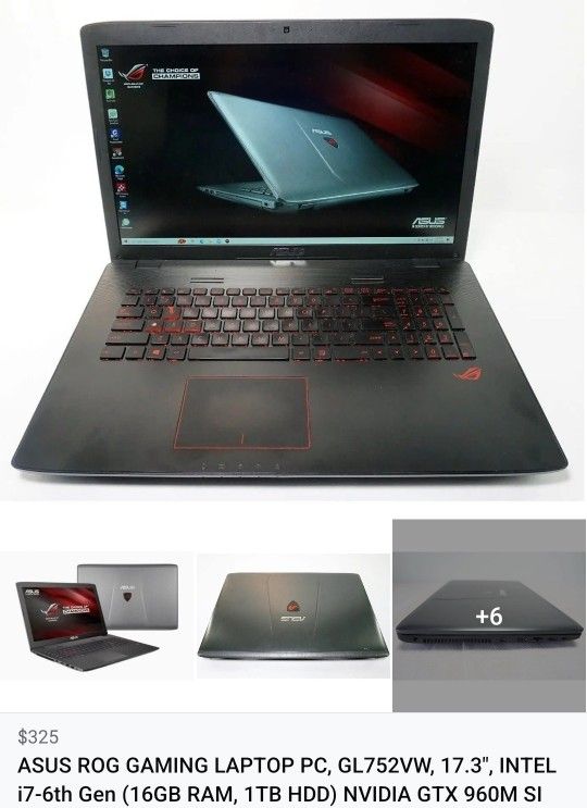 ASUS ROG Gaming Laptop, 17.3" i7, 16GB RAM, 960M