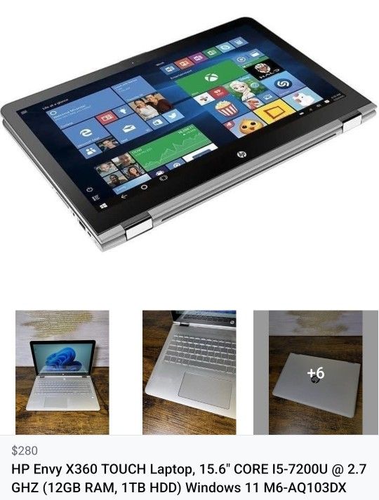 HP Envy X360 Laptop, 15.6" i5, 12GB RAM, 1TB HDD
