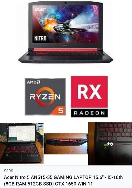 Acer Nitro 5 Gaming Laptop - i5 10th Gen, GTX 1650