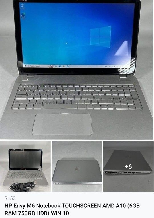 HP Envy M6 Laptop TOUCHSCREEN 15.6" 750GB HDD